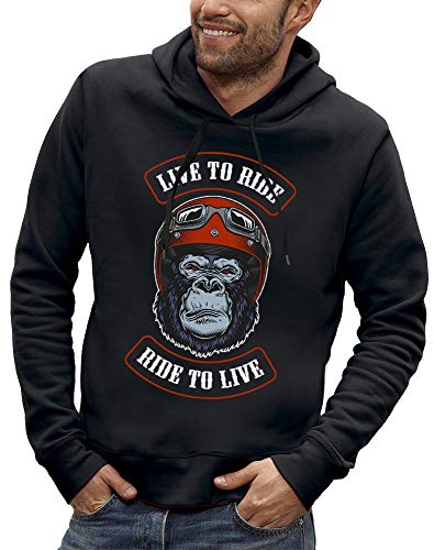 Sweat à capuche singe bikers pour homme avec motif motard casque