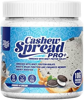 كريمة الكاجو برو غنية ببروتين مصل اللبن ودهون صحية تحسن المزاج تحتوي على 2 غرام سكر و13 غرام دهون و10 غرام بروتين وزن 275 غرام بنكهة كريم الكوكيز من اورجانيك ناشن