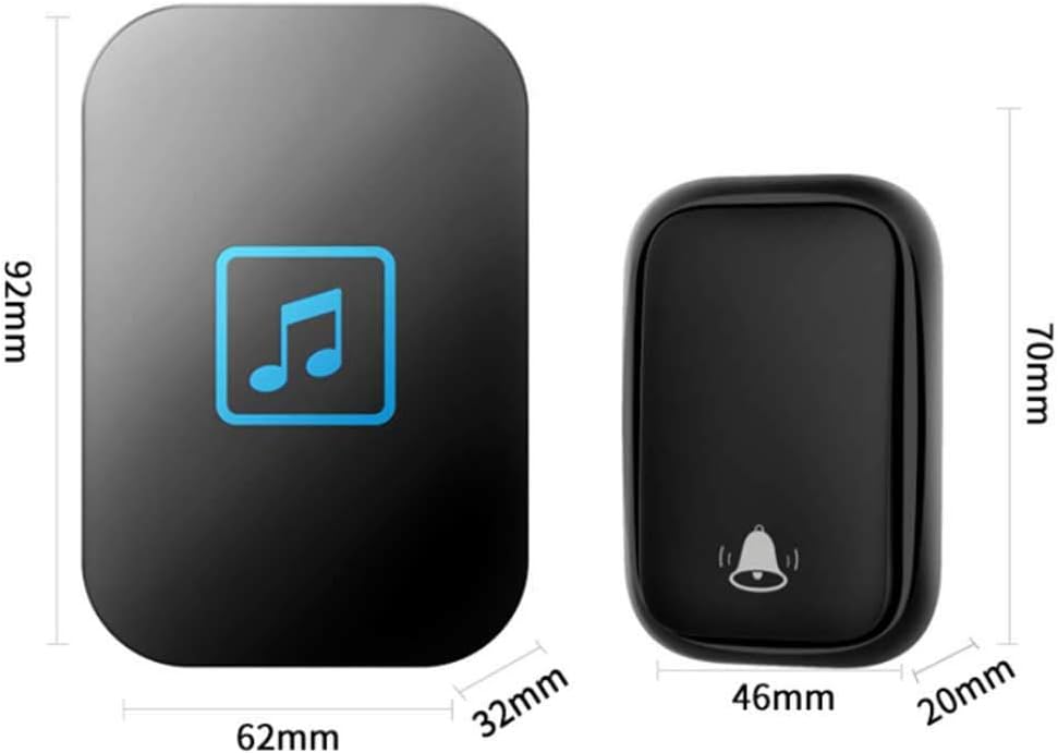 Wireless Doorbell Waterproof, 1 Transmitter 4 Receivers Self-Powered Doorbell, 60 Ringtones/Led Blue Light Flashing Reminder, 150M Transmission Range / 5 Volume Levels,White,Blac,White