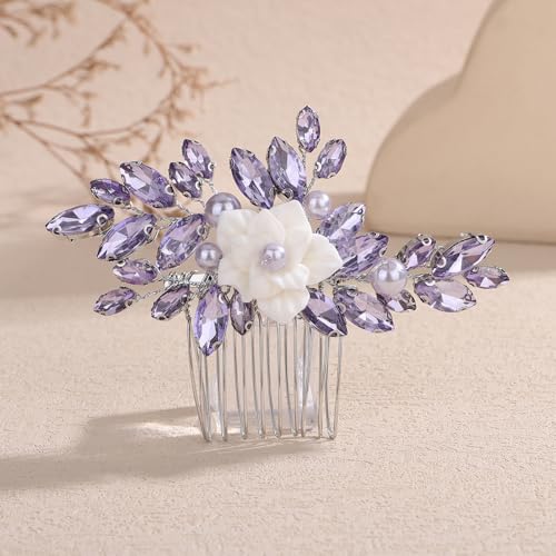 Adorno Floral para Cabello con Cristal y Pedrería Morada miniatura 1