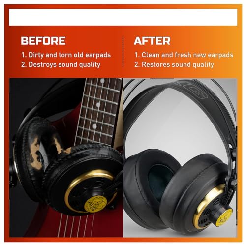 Image of CRYSENDO Headphone Cushion - 100mm Round Replacement Ear Cushions - Memory Foam & Protein Leather - Suitable for Many Other Large Over The Ear Headphones (Black)