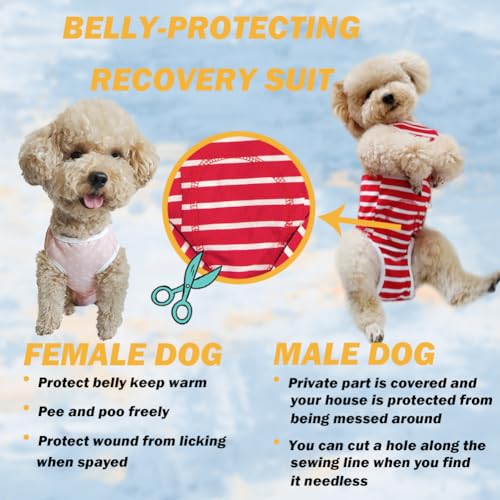 Image of Dog Surgical Recovery Suit, Spay Recovery Suit for Small Medium Dog, Post Surgery Dog Onesie for Male Female Puppy (Pink-M)
