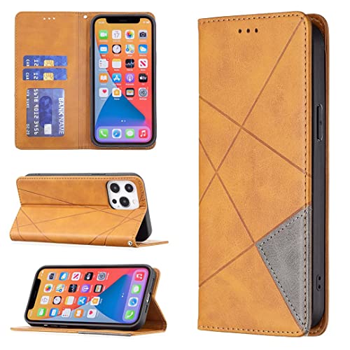xinyunew Cover a Libro Huawei PSMART 2021/Y7A,Custodia in Pelle Huawei PSMART 2021/Y7A Magnetica,[Portafoglio] Custodia Pelle Sintetica TPU Antiurto,Funzione Supporto Slot Schede,Giallo