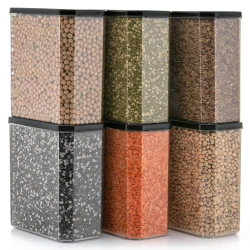 Image of Set of 12 | Octagon Container | Food Storage Containers | Plastic Container | grocery items | spice box | jar for kitchen storage | Jar | Storage of Food,Pulses, Spice,Dry Food | 1500 ml, Black