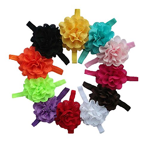 niceEshop(TM) Baby Girls Chiffon Elastic Headband Flower Hair Accessories,Set of 11