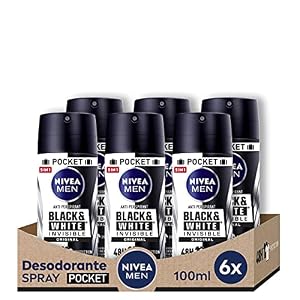 NIVEA MEN Black & White Invisible Spray Pocket, desodorante antimanchas con protección 48 h, desodorante…