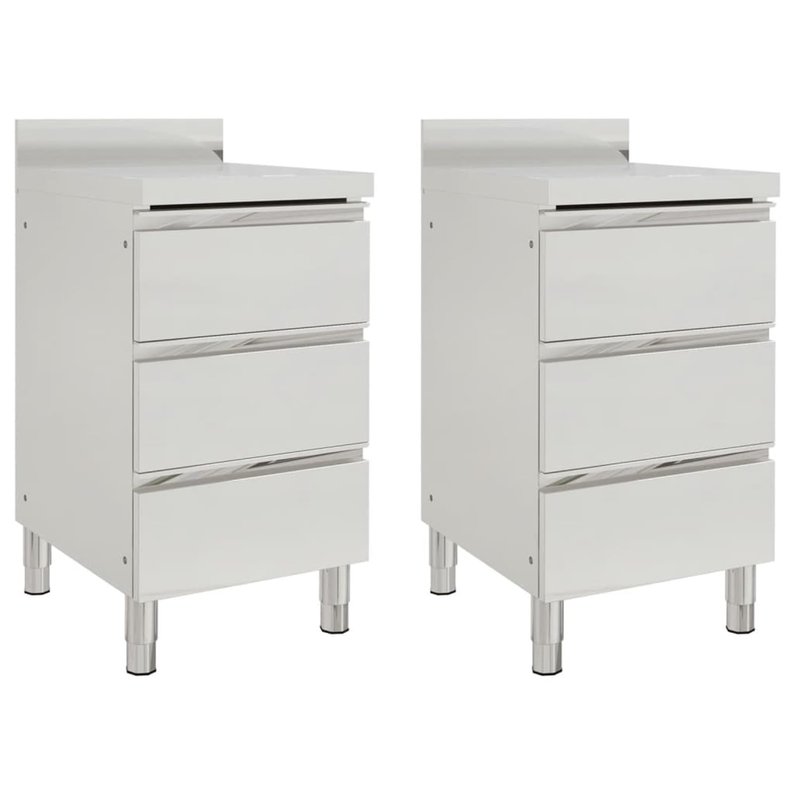 Gastro-Küchenschränke mit 3 Schubladen 2 STK. Edelstahl, Edelstahl Arbeitsschrank, Arbeitstisch, Edelstahl Schrank, Pizzatisch, Grillschrank Outdoor
