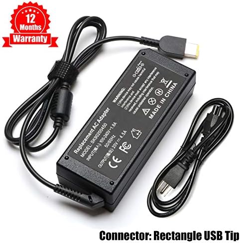 90W 20V 4.5A AC Adapter Laptop Charger Compatible Lenovo Thinkpad X1 Carbon X230 X240 T440 T450 T460 Ideapad E455 E560 E565 Yoga 11 13 15 Yoga 2 pro fits 0B46994 ADLX90NCC3A ADLX90NLC3A 45N0237