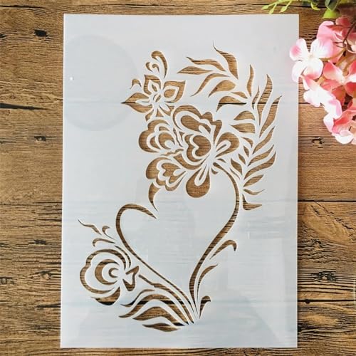 Pochoir pour peindre sur tissu et toile sans bavure motif cœur - 2