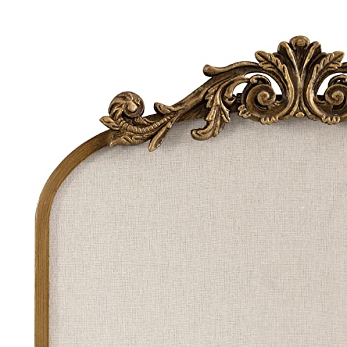 Kate and Laurel Arendahl Arch Pinboard; Gold; 19 x 31; Framed Arched Ornate Vintage Pinboard for Unique Display; Organization; and Decor Options