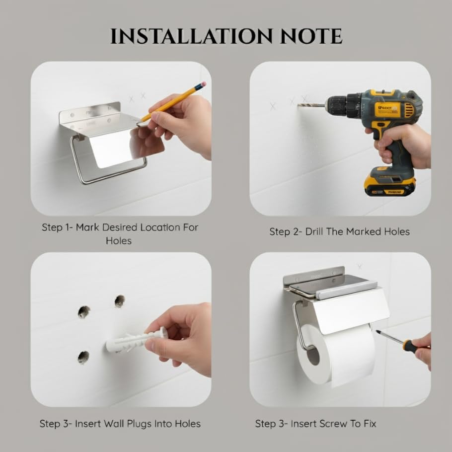 Image of Force Toilet Paper Roll Holder with Mobile Stand, Stainless Steel Toilet Paper Hanger with Stand in Bathroom, Toilet Paper Holder, Toilet Tissue Roll Holder for Bathroom, Pack of 2