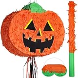 Halloween Pumpkin Pinata, 16'x12' Jack-O'-Lantern Large Pinata with Stick and Blindfold for Halloween Party Decorations, Photo Prop, Game, October Kids Birthday Party Supplies