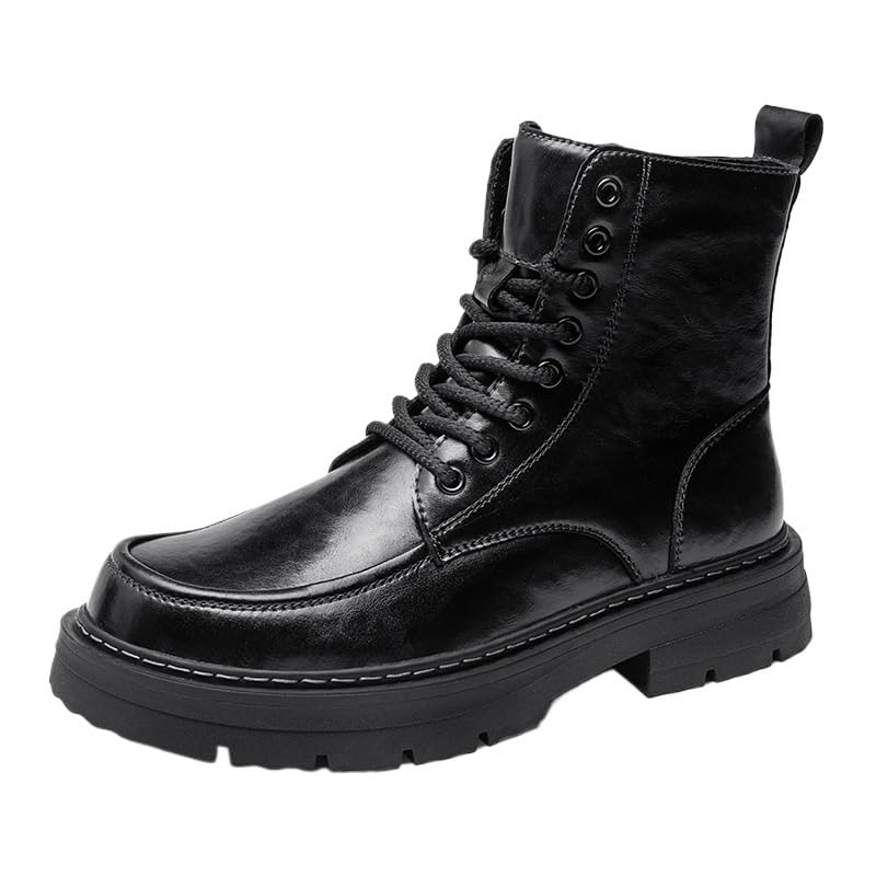 Men's Casual Leather Boots High-top work Shoes Thick-soled Lace-up Versatile Comfortable Breathable Non-slip wear-resistant Oxford Shoes for Men