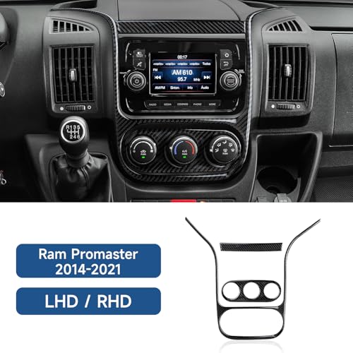 Image of Car Carbon Fiber Navigation Frame Air Conditioner Panel Cover Trim Accessories for Dodge RAM Promaster 1500 2500 3500 2014 2015 2016 2017 2018 2019 2020 2021