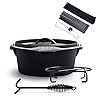 4.5Qt camping dutch oven with lid，cast iron dutch oven，Lifter Handle，Camping Tripod，Cast Iron Camping Cookware, Camping Oven - Campfire Cooking Equipment，With Free Scrubber Brush Stainless Steel Material #2