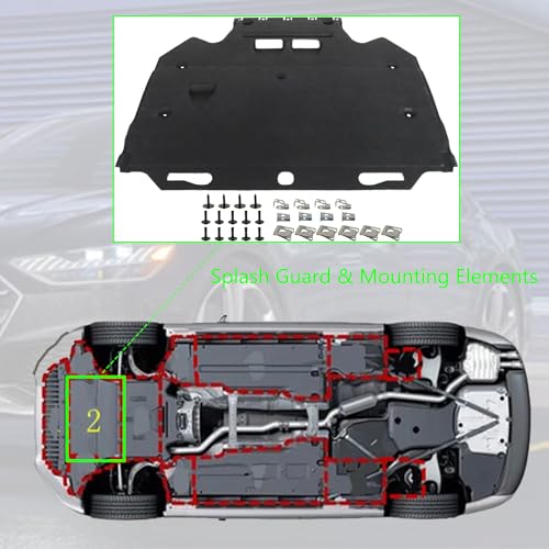 Image of GXARTS Engine Splash Guard and Mounting Elements 4G0863822C 4G0863822J Compatible with Audi A6 A7 S6 S7 Quattro RS7 2011 2012 2013 2014 2015 2016 2017 2018 Under Car Shield Cover