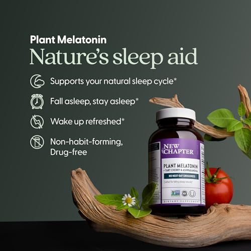 New Chapter Plant Melatonin 2mg - Sleep Aid for Adults with No Next-Day Grogginess, Nature-Inspired Sleep Formula Made with Melatonin from Tomato + Tart Cherry & Ashwagandha – Non-GMO, 30ct - image 3