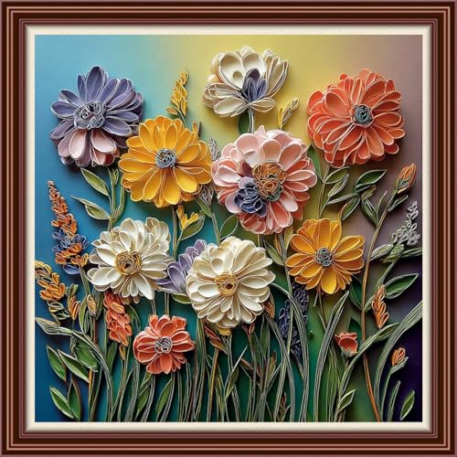 Dimensean Counted Cross Stitch Kit for Beginners, 11CT Unprinted Cross-Stitch Kit Easy Patterns Needlepoint Kit Cross Stitching Embroidery Kit Supplies-Magical Flowers 18x18 inch by Dimensean - Used condition - US$14.59