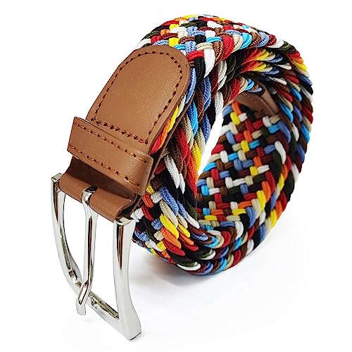 Glamexx24 Unisex Elastischer Stoffgürtel Geflochtener Stretchgürtel Dehnbarer Gürtel für Damen und Herren, Multy, 120cm