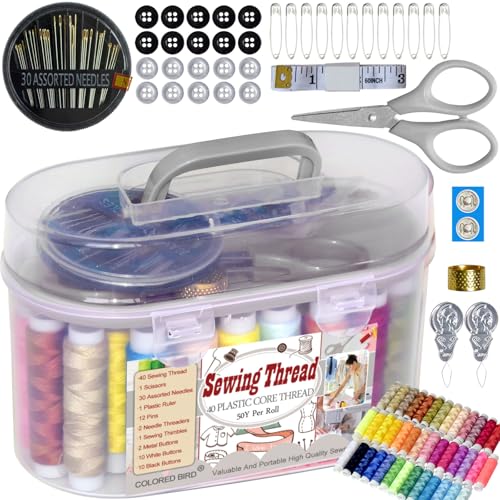 colored bird 40 Spools of Sewing Thread,Gift Box Portable Basic