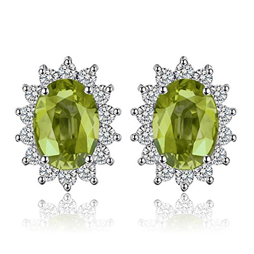 Image of JewelryPalace Princess Diana Kate Middleton Class Gemstone Birthstone Genuine Red Garnet Stud Earrings for Women, 14k Yellow Gold Plated 925 Sterling Silver Earrings for Women, Earings Set