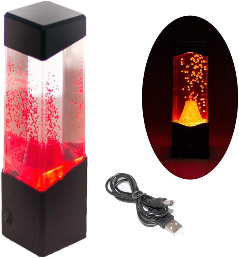 USB Red Volcano Lava Lamp,Mini Volcano Lamp,Home Decor,Bedroom Decor Lamp,Soothing Relaxing USB Mood Night Light,Bedroom Lamp Gift