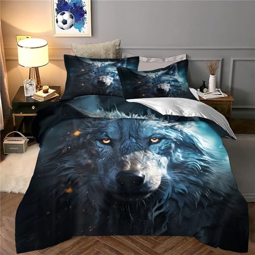 Housse de couette loup hypoallergénique en microfibre douce imprimé 3D - 6
