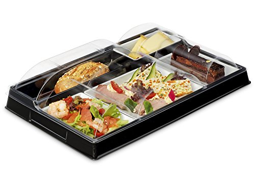 Plateau repas 5 compartiments en polystyrène rigide et multicolore, modèle GUILLIN