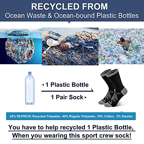 Busy Socks Cushioned Crew Sport Socks for Men Women, Recycled Lightweight Moisture Wicking Athletic Cycling Socks 4 pack4