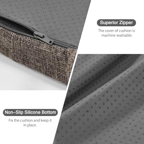 Image of baibu 14x14 Memory Foam Metal Chair Cushions Set of 4, Dual-Layer Design Non-Slip Metal Dining Chair Pads Kitchen Seat Cushion with Machine Washable Cover, 4 Counts, Brown
