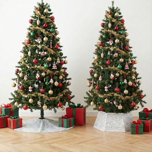 image for Mr. Pen- Silver Sequin Christmas Tree Skirt and Tree Collar, 36 Inch B