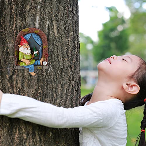 Relaxdays Zwerg mit Fenster, wetterfeste Gartendeko, Baumzwerg zum Aufhängen, HxBxT 14,5 x 10,5 x 4 cm, Kunststein, bunt – Bild 5