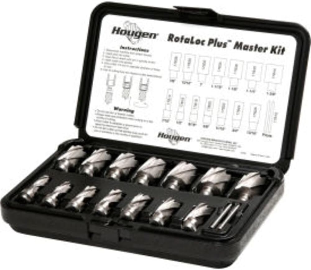 Hougen 17808 RotaLoc Plus Master Kit 7/16, 1/2, 9/16, 5/8, 11/16, 3/4, 13/16, 7/8, 15/16, 1, 1-1/16, 1-1/8, 1-1/4 & 1-3/8" 1-Inch Depth of Cut for use Exclusively in The HMD130/HMD150
