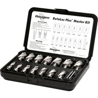 Hougen 17808 RotaLoc Plus Master Kit 7/16, 1/2, 9/16, 5/8, 11/16, 3/4, 13/16, 7/8, 15/16, 1, 1-1/16, 1-1/8, 1-1/4 & 1-3/8" 1-Inch Depth of Cut for use Exclusively in The HMD130/HMD150