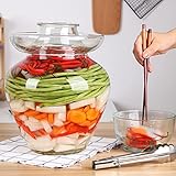 ★[Almacenamiento a largo plazo]: la tapa de cristal proporciona un sellado hermético que no gotea, manteniendo tus alimentos y bebidas frescas durante más tiempo. Nuestros grandes recipientes de almacenamiento de pepinillos de boca ancha te permiten llenar fácilmente frutas y verduras más grandes, y también caben fácilmente en tarros grandes para una limpieza profunda.