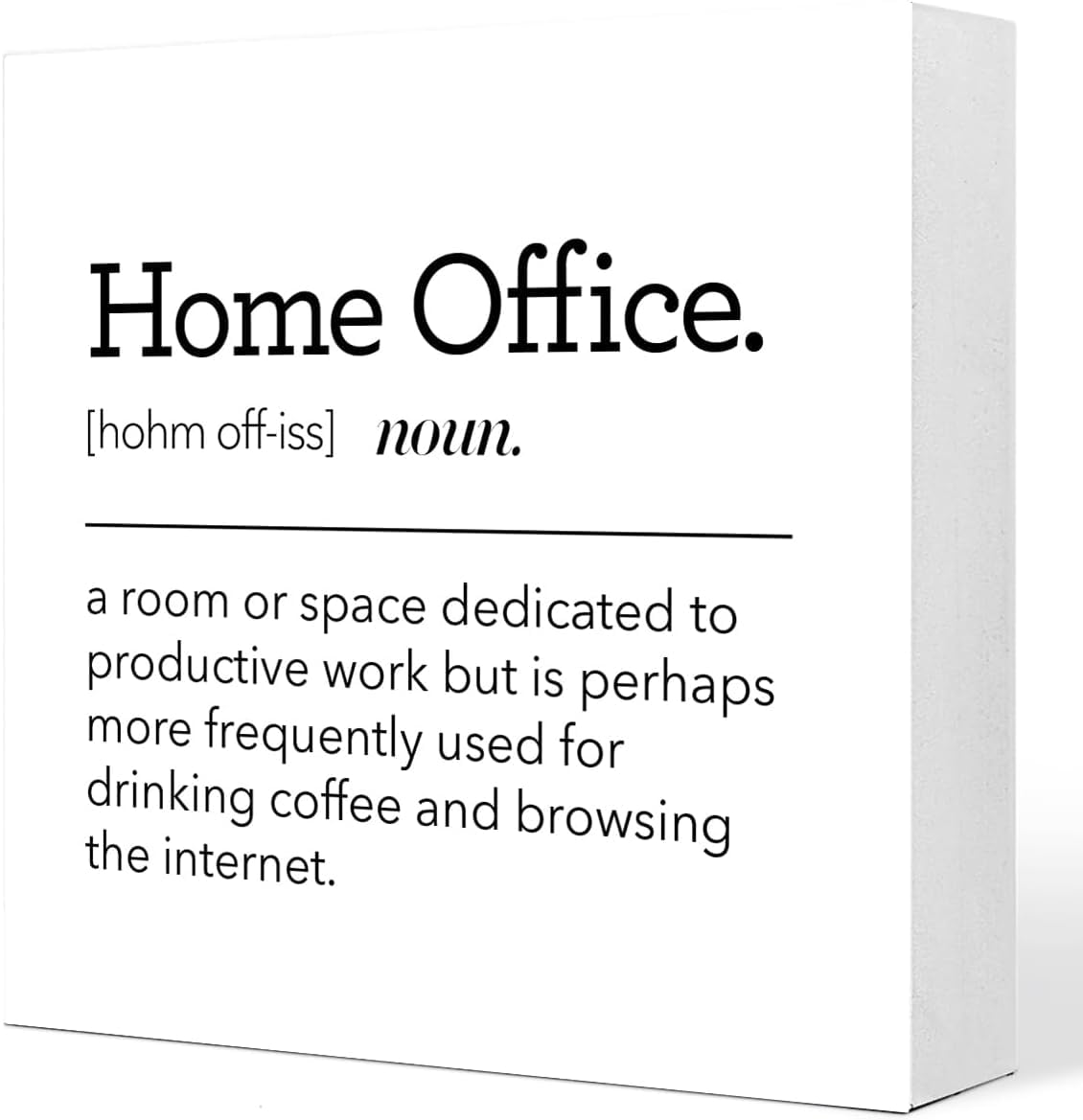 Home Office Box Sign 7x7 Inch Wooden Desk Decor