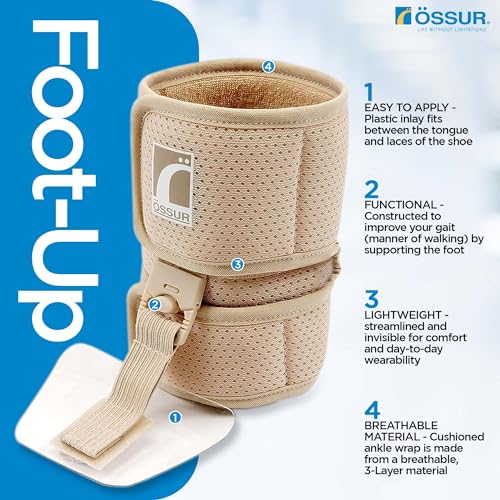 Ossur Foot-up Drop Foot Brace - Ankle Support Comfort Adjustable Wrap (Beige, Medium)
