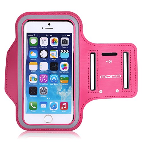 Moko Armband Compatible With Iphone 6S / 6, Sweatproof Sports Running Armband Workout Arm Band Cover Fit Iphone 6S, 6, 5S, 5, Galaxy S7, S6 Edge, Magenta (Fits Arm Girth 9"-12.6") #TOP21