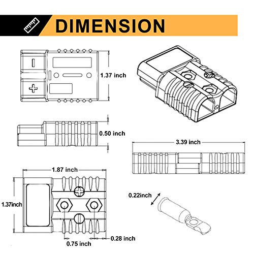 Bunker Indust 6-10 Gauge 50A Battery Quick Connect Wire Harness Plug Kit Battery Cable Quick Connect Disconnect Plug For Winch Auto Car Trailer Driver Electrical Devices,2 Pcs,Grey #TOP1