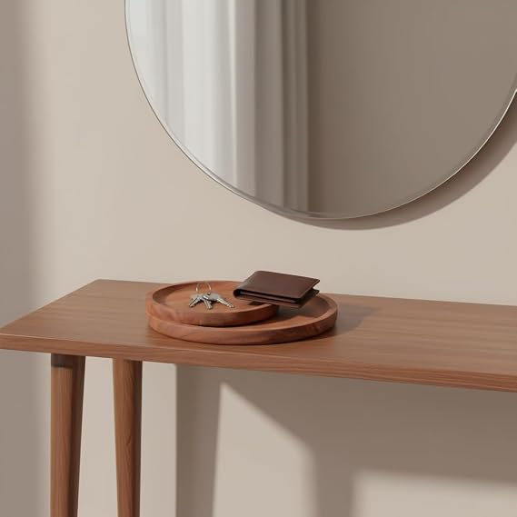 Deconox 2'li Doğal Akasya Ahşap Yuvarlak Servis Tabağı ve Çerezlik Seti – 12 cm ve 15 cm Kahvaltılık, Sosluk ve Sunum Kasesi (İkili Takım)