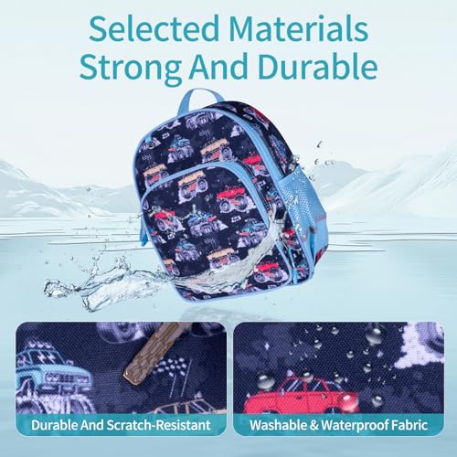 Boys and Girls Kids Backpack, 12 Inch Preschool Toddler Backpack for 2-4 Years Old Toddler Daycare School and Travel (Blue car)3