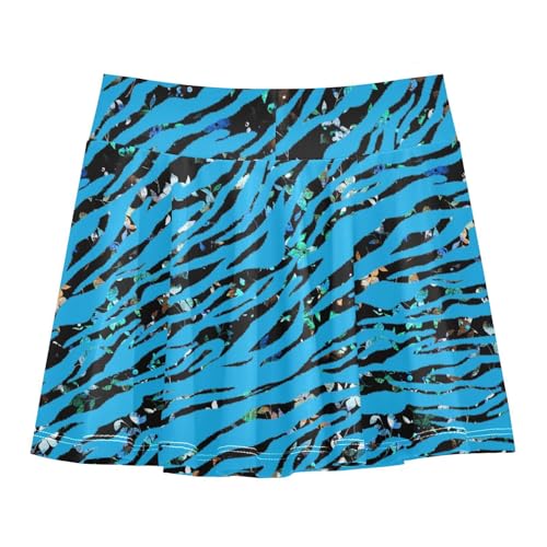 Girls Athletic Skirt 3-12 Years High Waist Tennis Skirts Blue Zebra Print for Kids Golf Running Dance Skort2