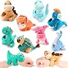 Liliful 8 Pack Kids Gifts Stuffed Animal Cat Slap Bracelets, Easter Graduation 8 Inch Plush Wrist Cute Snap Bracelets Birthday for Boys Girls Child Bulk Items Mardi Gras Party Favors(Dinosaur)