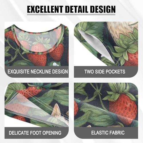 ALAZA Strawberry and Cats Pajama Set Short Sleeve Sleepwear Soft Lounge Nightwear4