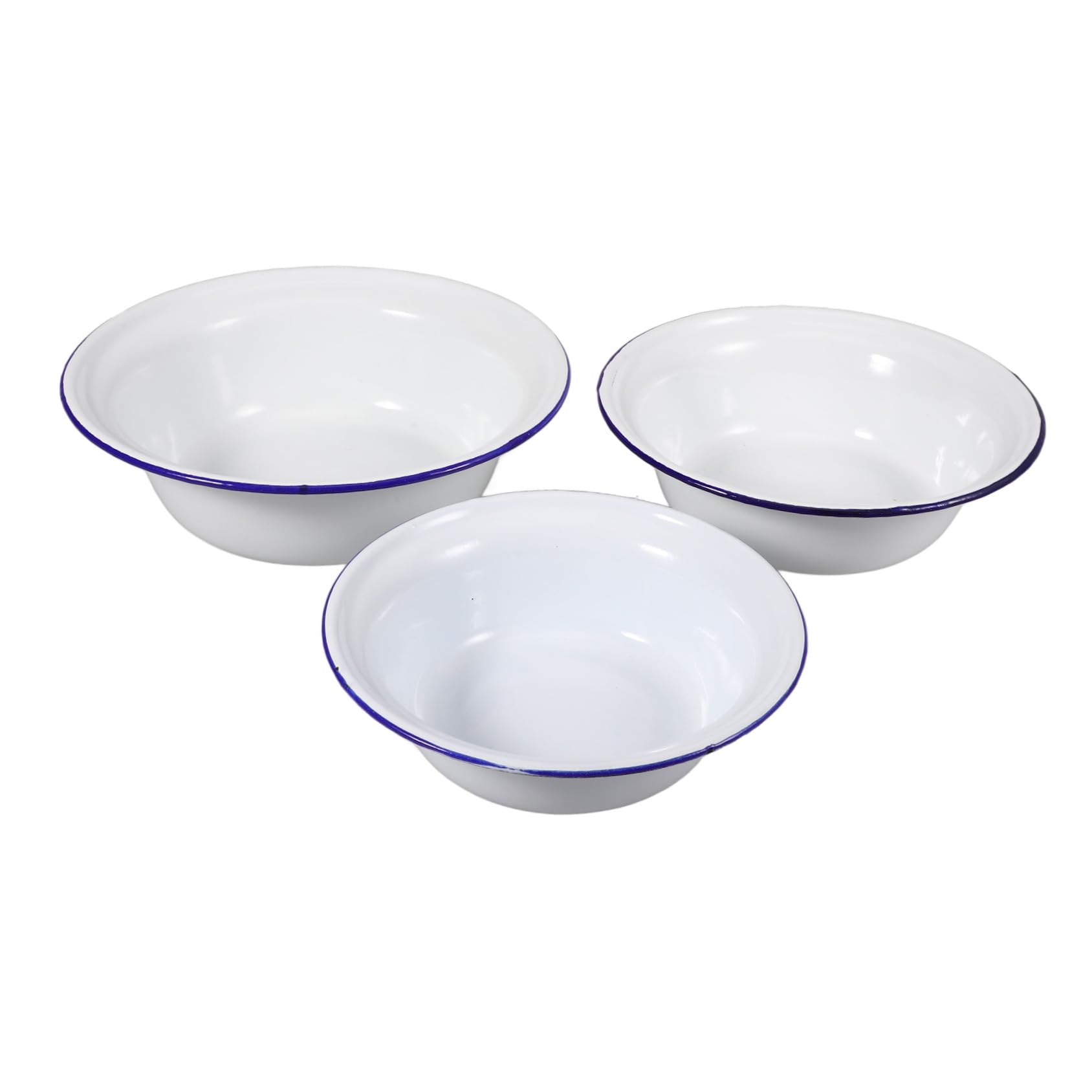 MAGICLULU 12 Pièces Ensemble De Lavabos En Émail Bols Gigognes En Émail Bols De Cuisine Bol De Riz En Émail Bol De Pâtes Grands Bols à Soupe Bol De Soupe Saladier En Émail Bols Pho Blanche