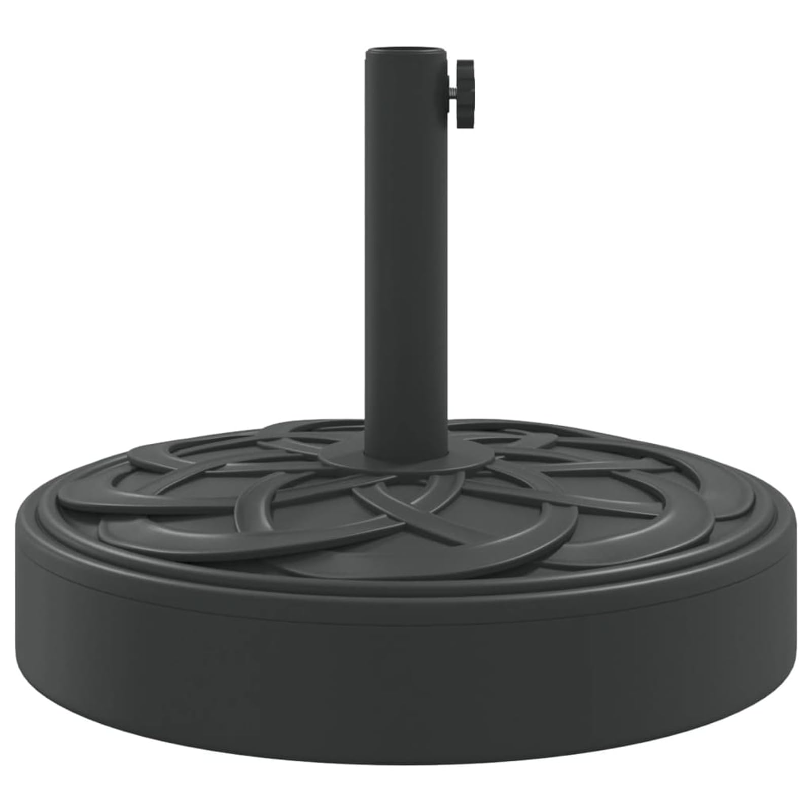 Gecheer Base per Ombrellone, Stabile con Peso 25 kg, Adattatori per Pali Ø38/48 mm, in Polietilene e Calcestruzzo, Design Curvo Nero, per Esterno e Giardino