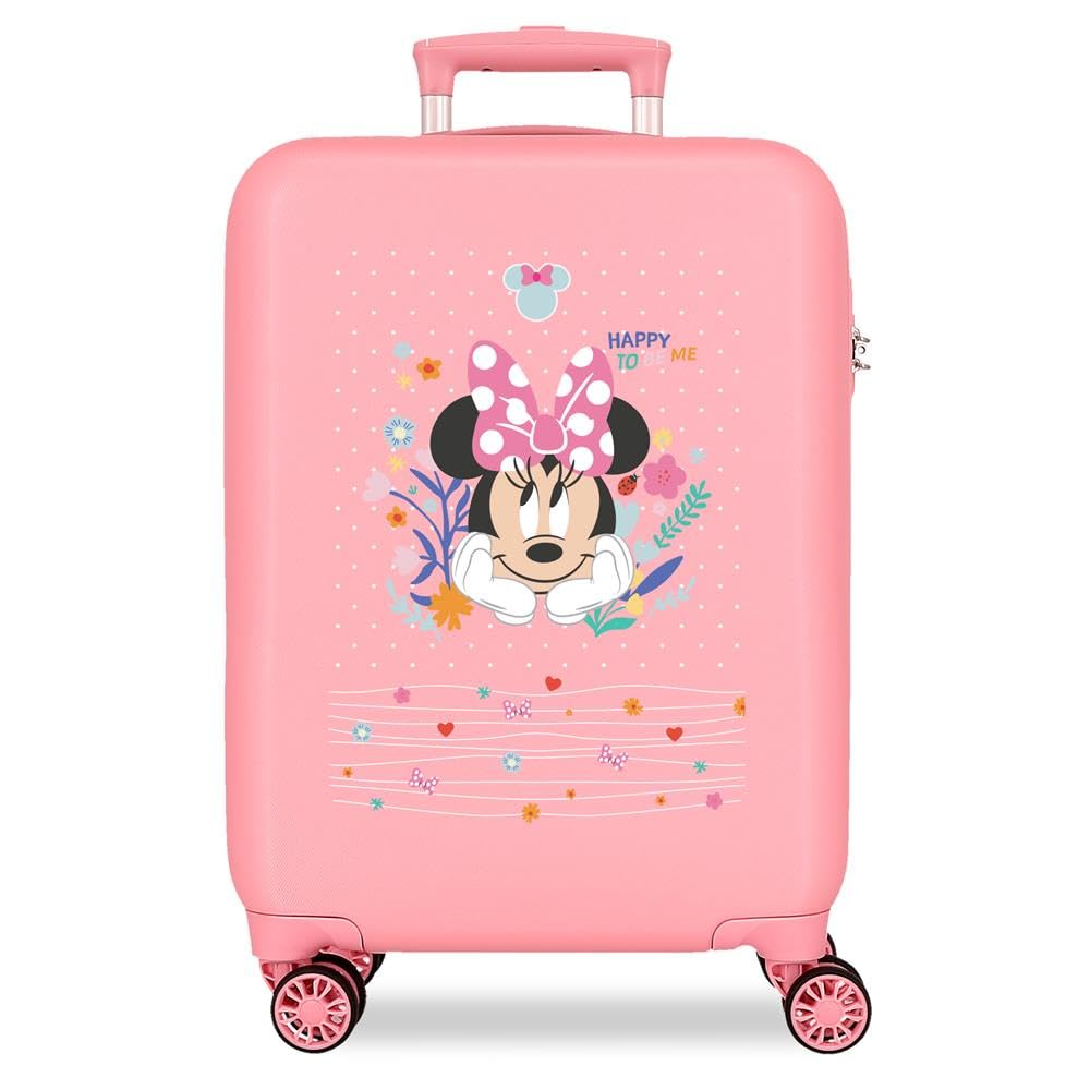 Disney Joumma Minnie Happy to Be Me Pink Cabin Suitcase 38x55x20 cm Rigid ABS Side Combination Lock 35L 2.5kg 4 Double Wheels