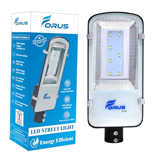 Image of Forus LED Street Light 30W Waterproof 5 Years Warranty, Daylight White Excellent Quality Street Light, Street Light 30 Watt LED for Home, Street Lights Outdoor, Street Lamp, LED Street Road Lights 1Pc