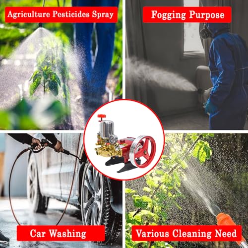 Image of OEM HTP-50 High-Pressure Power Sprayer Pump | Heavy-Duty Pump with Pulley System | 3 Output to 3-1 /2 inch Inch | Agricultural, Irrigation, Mist Fogging, Tracktor Mounted and Car Washing Sprayer