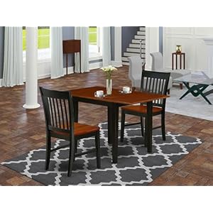 East west furniture ndno3 bch w 3 piece dinette set for small spaces contains a rectangle dining table with dropleaf and 2 dining room chairs 30×48 inch black cherry  urban country home decor